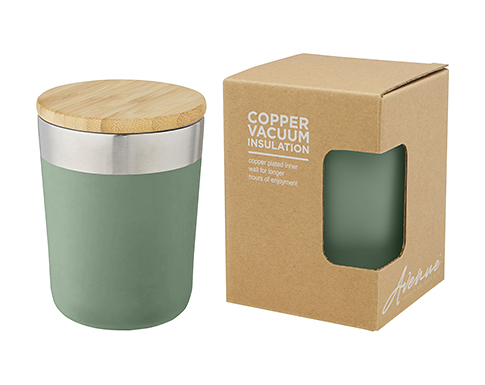 Venice 300ml Copper Vacuum Insulated Stainless Steel Tumbler With Bamboo Lid - Green