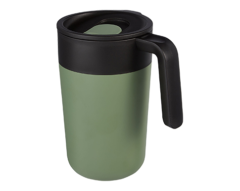 Norvik 400ml Double Walled Stainless Steel Recycled Travel Mugs - Green