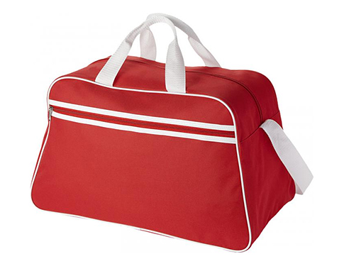 Madison Stripe Gym Duffel Bags - Red