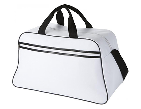 Madison Stripe Gym Duffel Bags - White