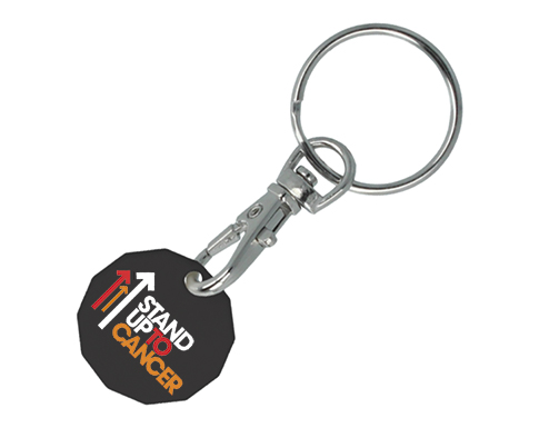 Promotional Antimicrobial Recycled Trolley Coin Keyring - Black