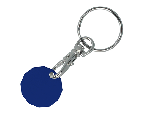 Printed Antimicrobial Recycled Trolley Coin Keyring - Blue