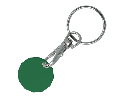 Promotional Antimicrobial Recycled Trolley Coin Keyring - Green