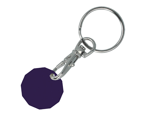 Promotional Antimicrobial Recycled Trolley Coin Keyring - Purple