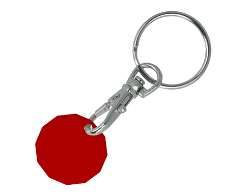 Promotional Antimicrobial Recycled Trolley Coin Keyring - Red