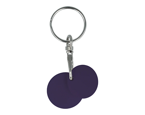 Branded Recycled Multi Euro Trolley Coin Keyring - Purple