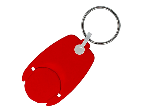 Printed Recycled Pop Coin Trolley Keyrings - Red