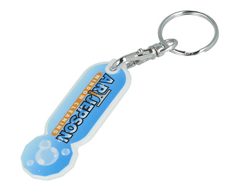 Branded Antimicrobial Oblong Recycled Trolley Stick Keyrings