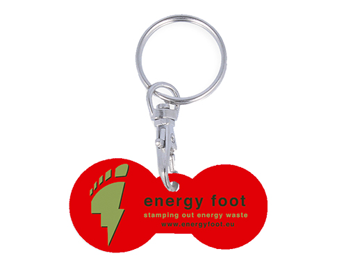 Branded Multi Euro Trolley Stick Recycled Keyrings - Red
