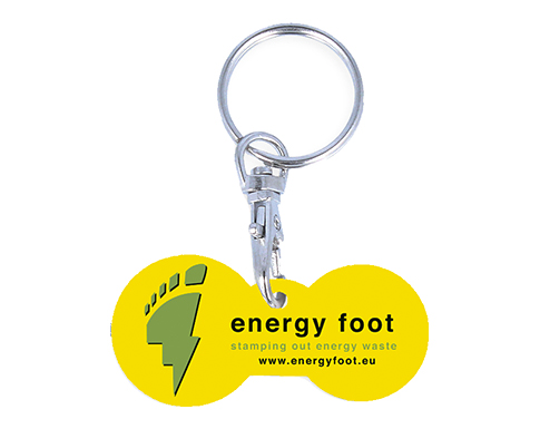 Branded Multi Euro Trolley Stick Recycled Keyrings - Yellow