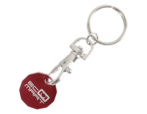 Flamboyant Shopping Trolley Coin Keyrings - Red