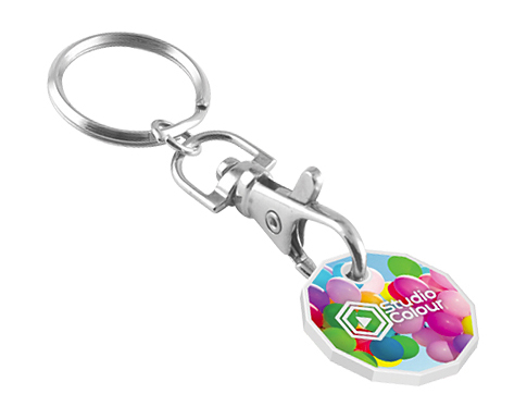 Recycled Trolley Coin Keyrings - White