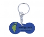Promotional Multi Euro Trolley Stick Recycled Keyrings - Blue